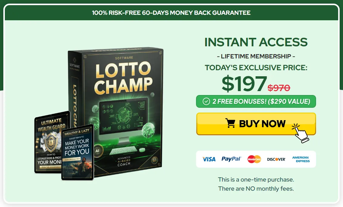 LottoChamp current 197 dollar lifetime membership offer